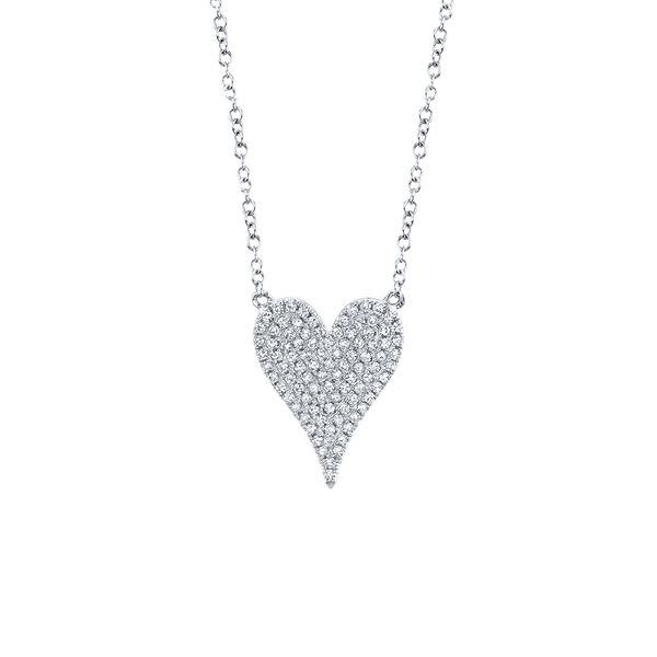 Pendentif coeur Kate en or blanc avec pav&eacute; de diamant